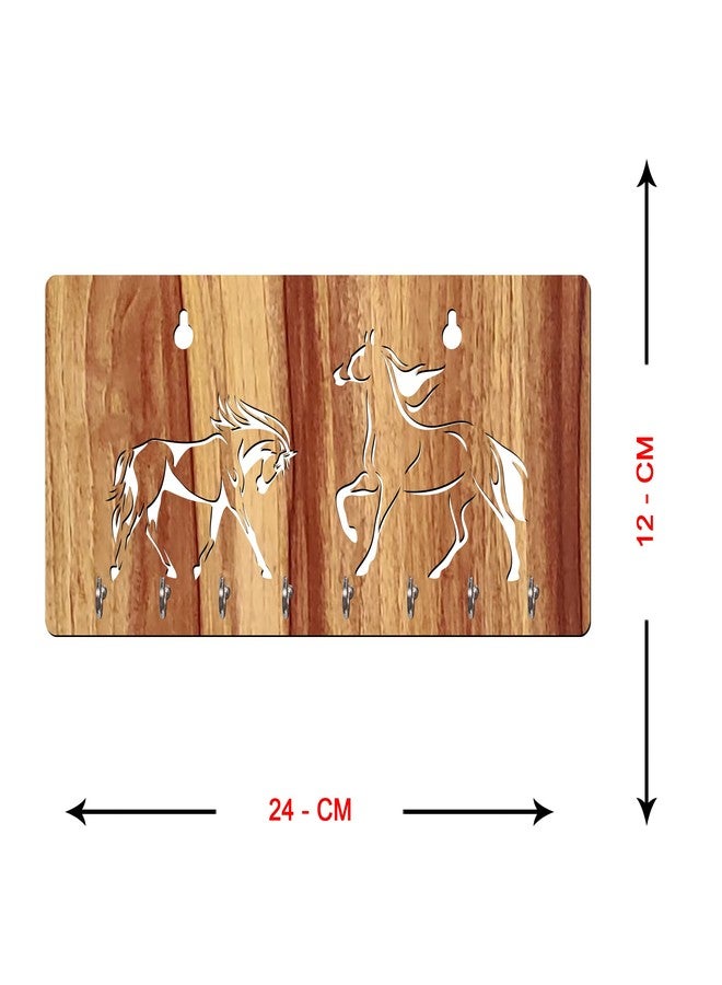 Freny Exim Positive Vibe Horse Wooden Key Holder with Face Mask Hanging with 8 Hook - Beige 024 - Image 5
